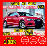 [NEW ARRIVAL] AUDI A3 SEDAN 1.0 TFSI S TRONIC (LED) - Red  (13 Jul 2017) - Used Car